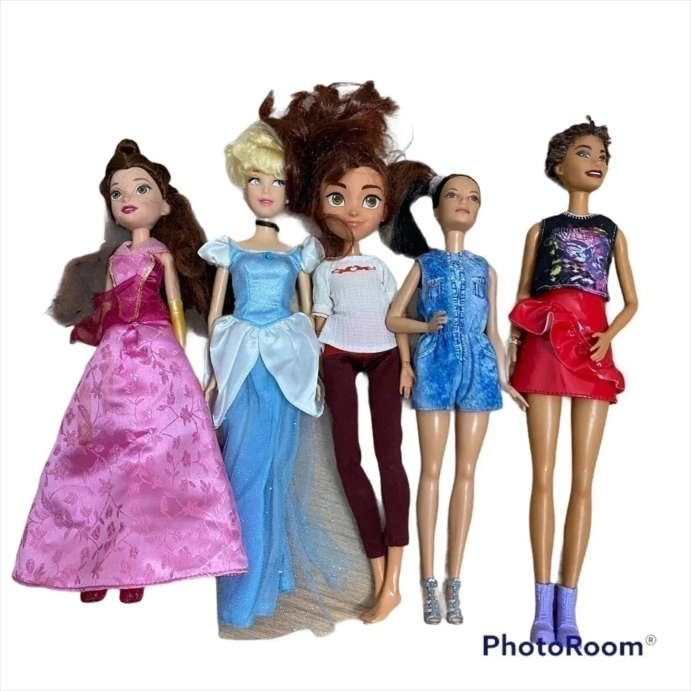 Barbie Disney Princess Doll Bundle Cinderella Belle Spirit Lucky Articulated